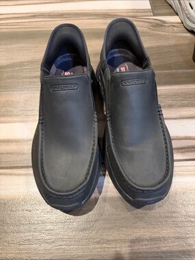 Skechers Men's Black Slip-On Work Loafers